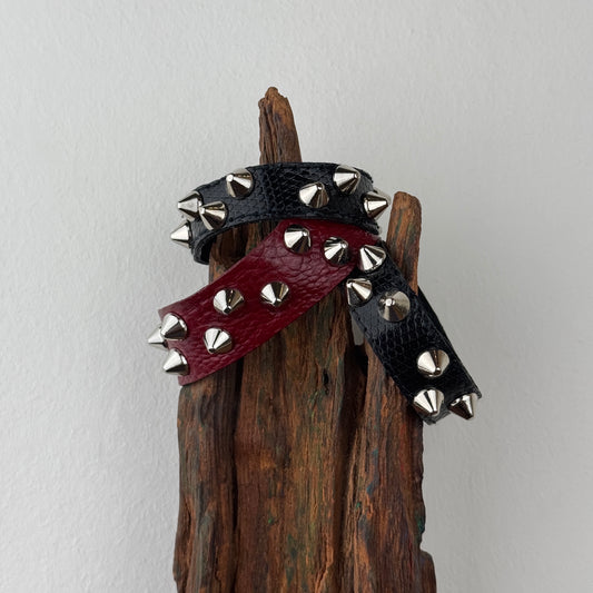 REBEL-002 SPIKE BRACELET LIZARD OSTRICH